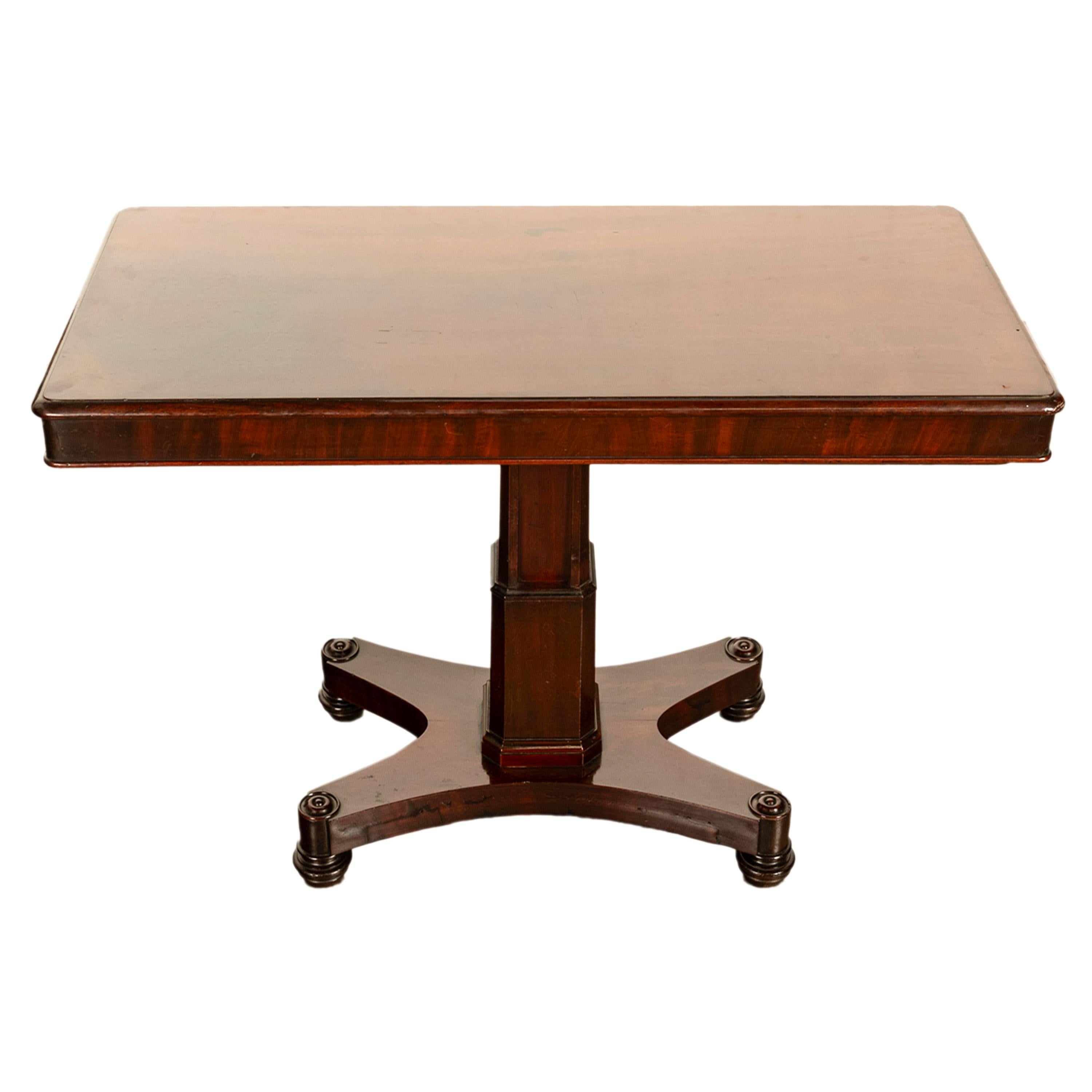 A very good quality antique Regency mahogany metamorphic dumb waiter/side table, attributed to Gillows of Lancaster, circa 1830. 
When closed this is a vesy useful side or serving table & when activated opens to reveal a three tier dumb waiter. The