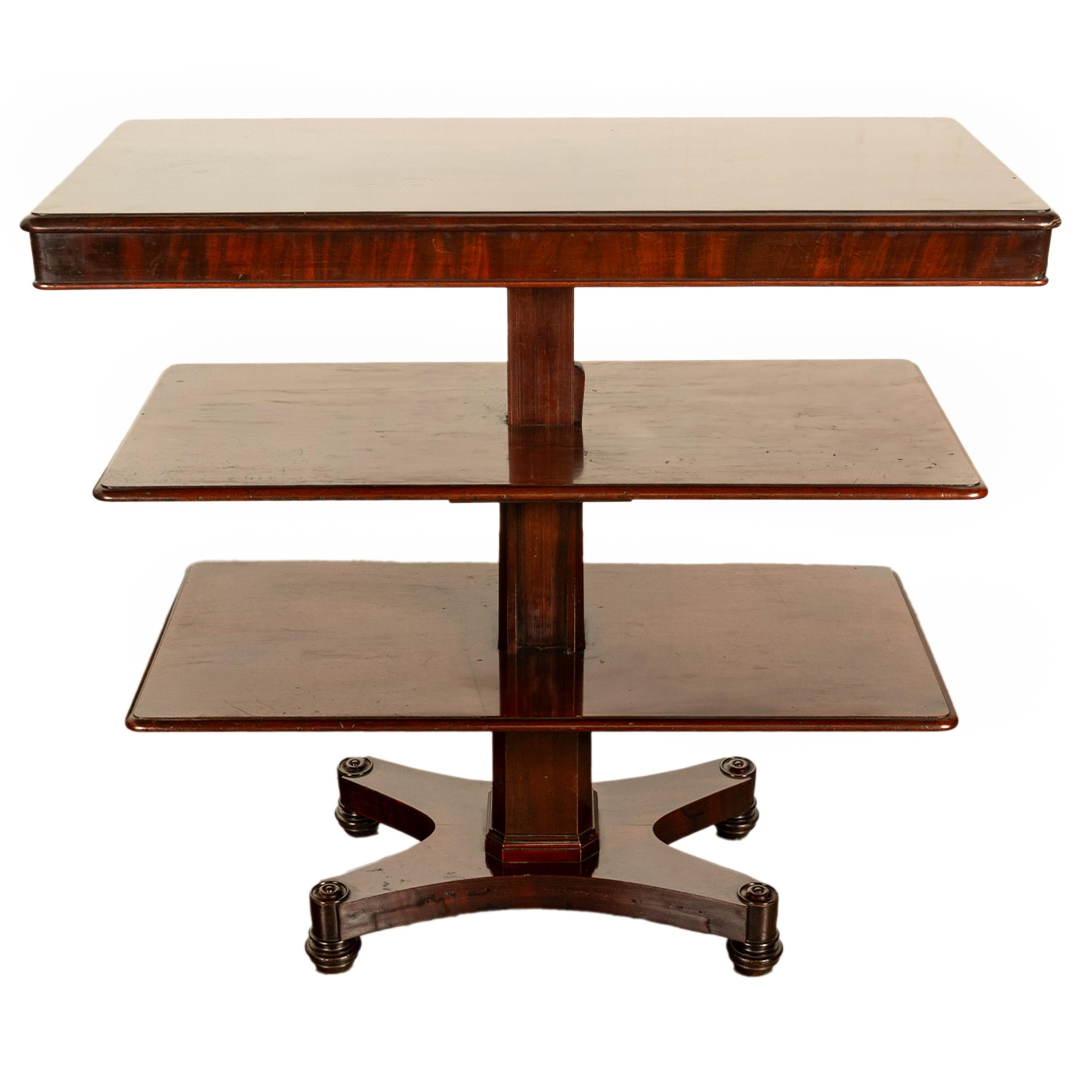 Antique Regency Mahogany Metamorphic 3 Tier Dumbwaiter Pedestal Side Table 1830 For Sale 2
