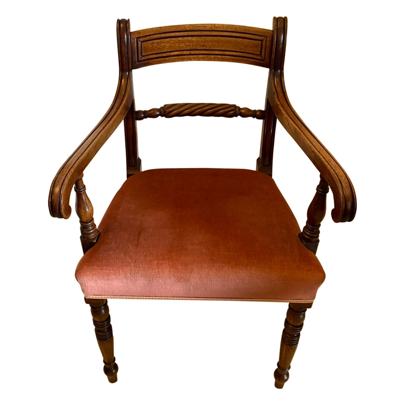 Antiguo Sillón Abierto de Caoba de la Regencia / Silla de Escritorio en venta