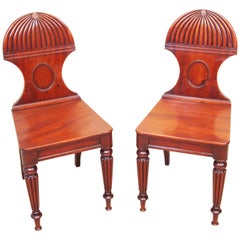 Antique Regency Mahogany Pair oOf Hall Chairs
