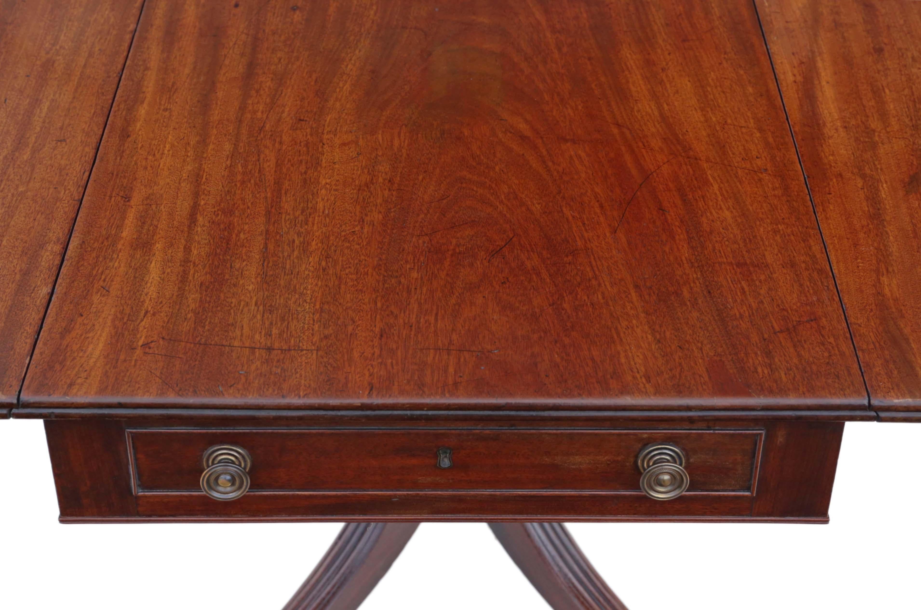 Antique Regency Mahogany Pedestal Pembroke Sofa Dining Table For Sale 5