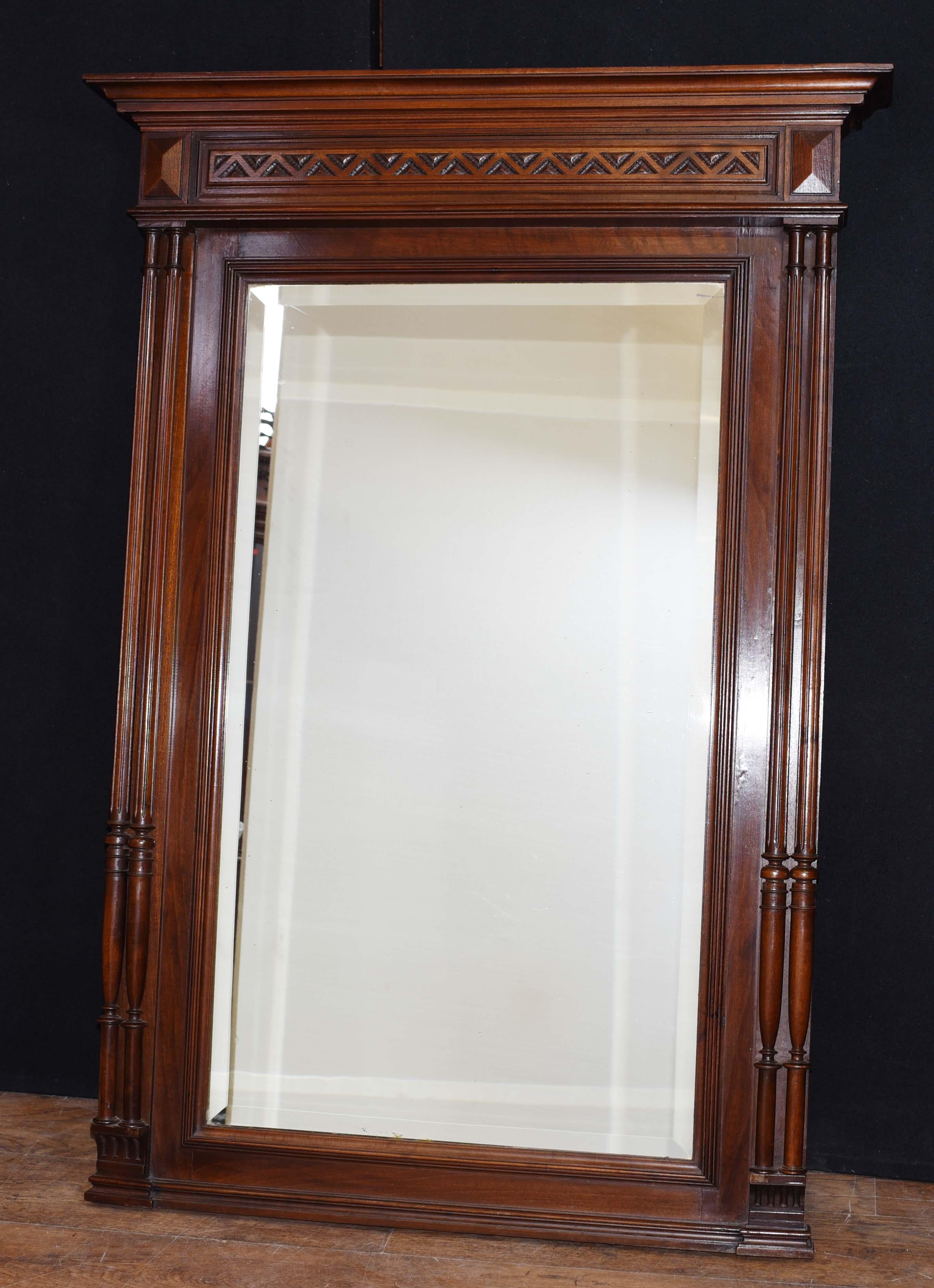 Gorgeous antique Regency mahogany pier mirror
Good size at almost 6 feet tall - 175 CM
Classically refined with temple top and columns either side
We date this to circa 1910.

 