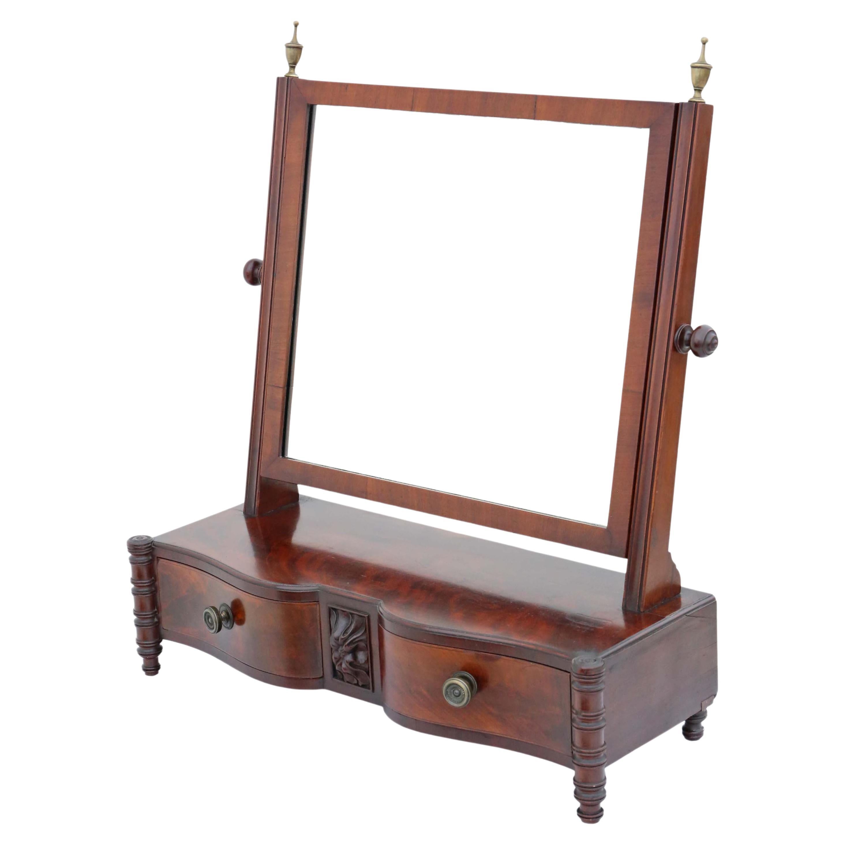 Antique Regency Mahogany Serpentine Dressing Table Swing Mirror