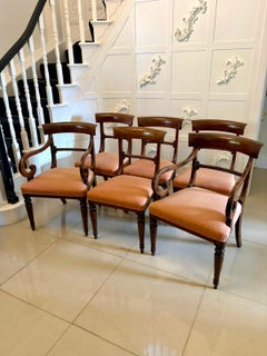 Antique Regency Mahogany Set of 6 Dining Chairs Including 2 Carvers
