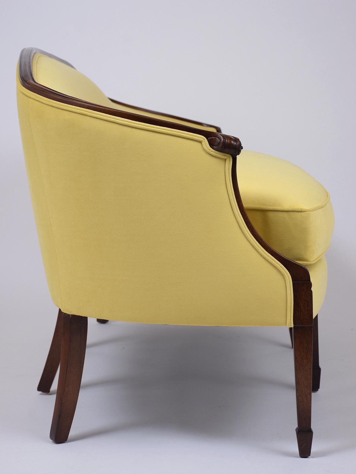 Velvet Antique Regency Mahogany Sofa