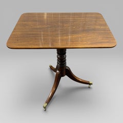 Antique Regency Mahogany Tilt Top Occasional Table with Brass Casters