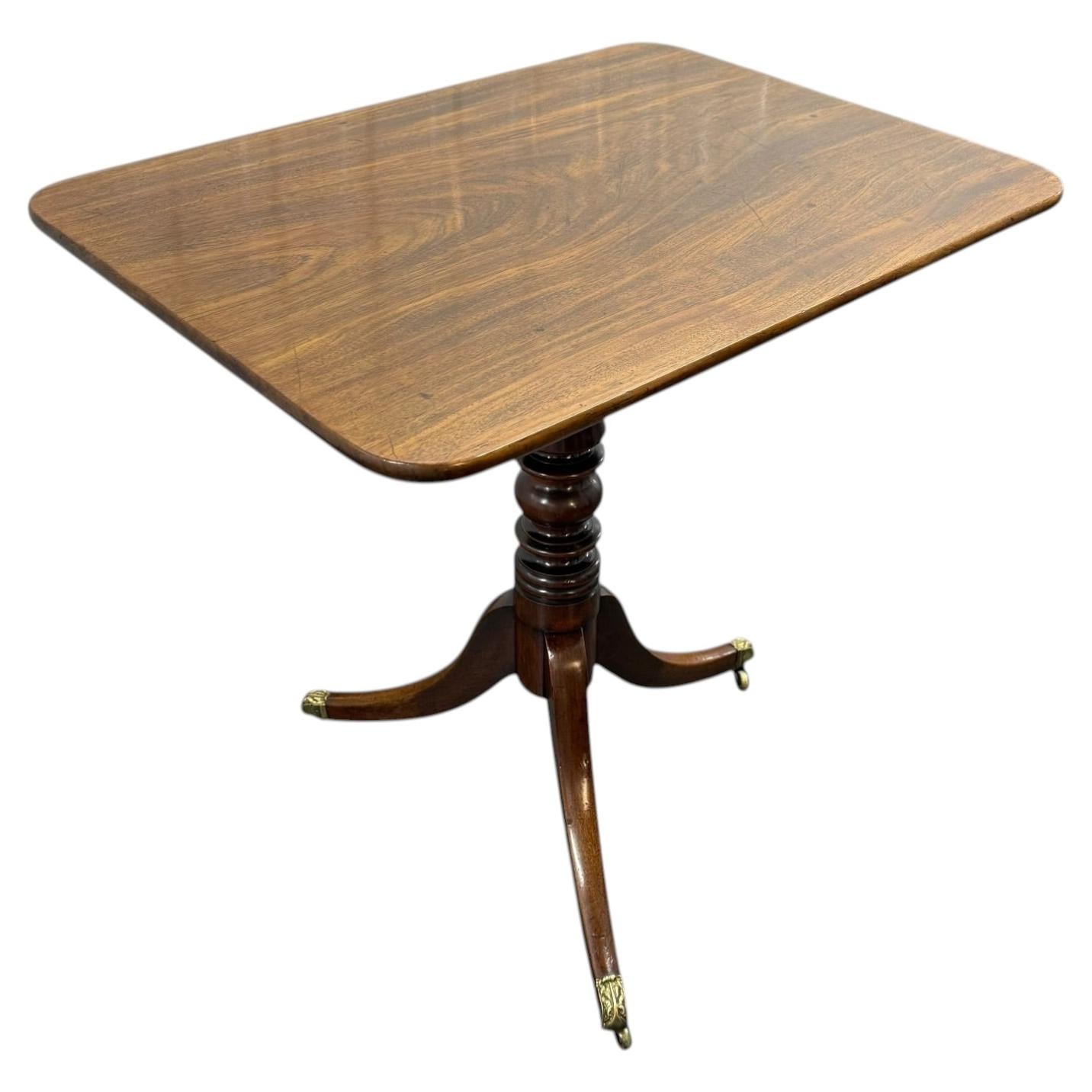 Antique Regency Mahogany Tilt Top Occasional Table with Brass Casters
