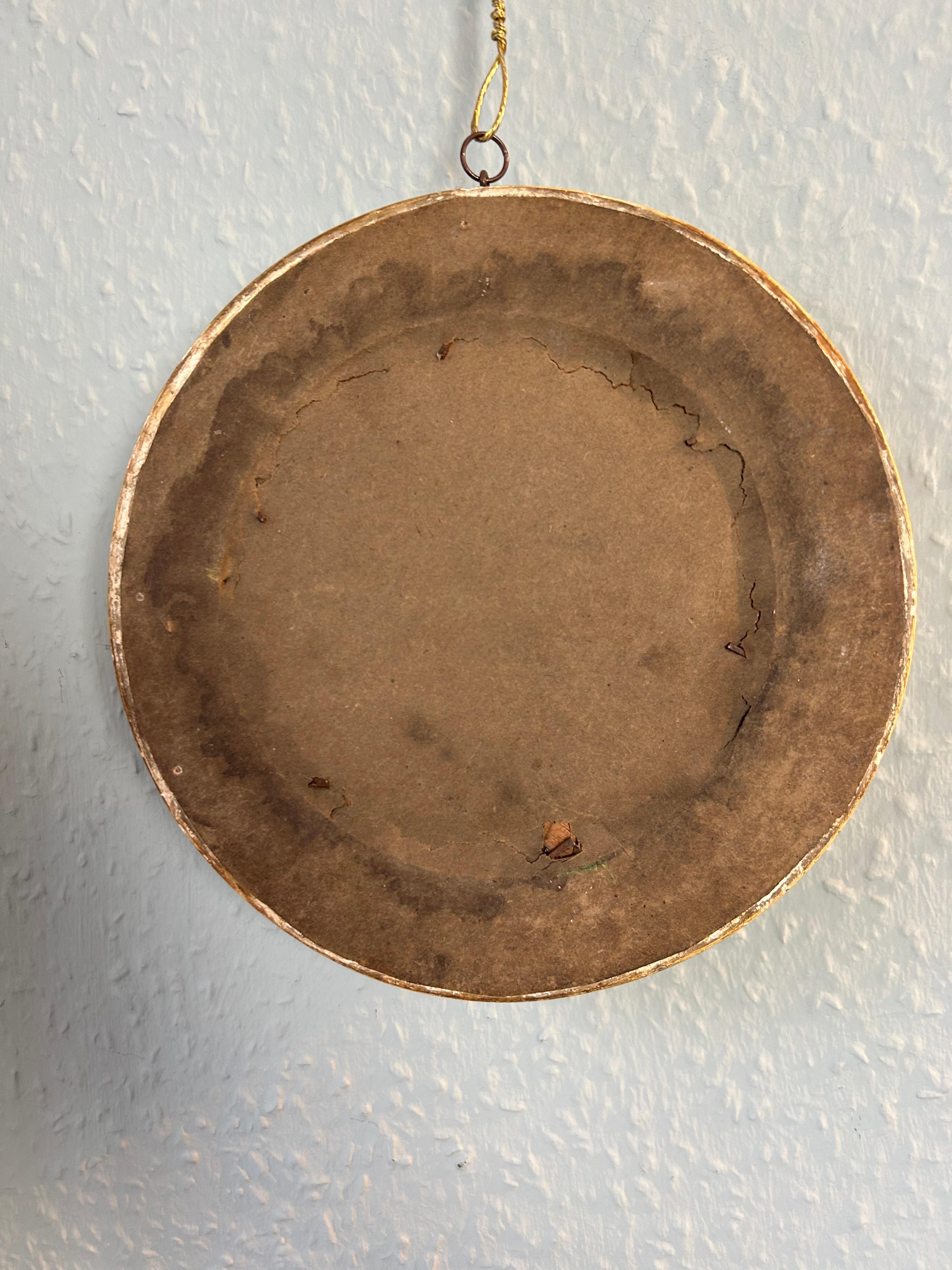 Antique Regency Miniatura Espejo Convexo Madera dorada