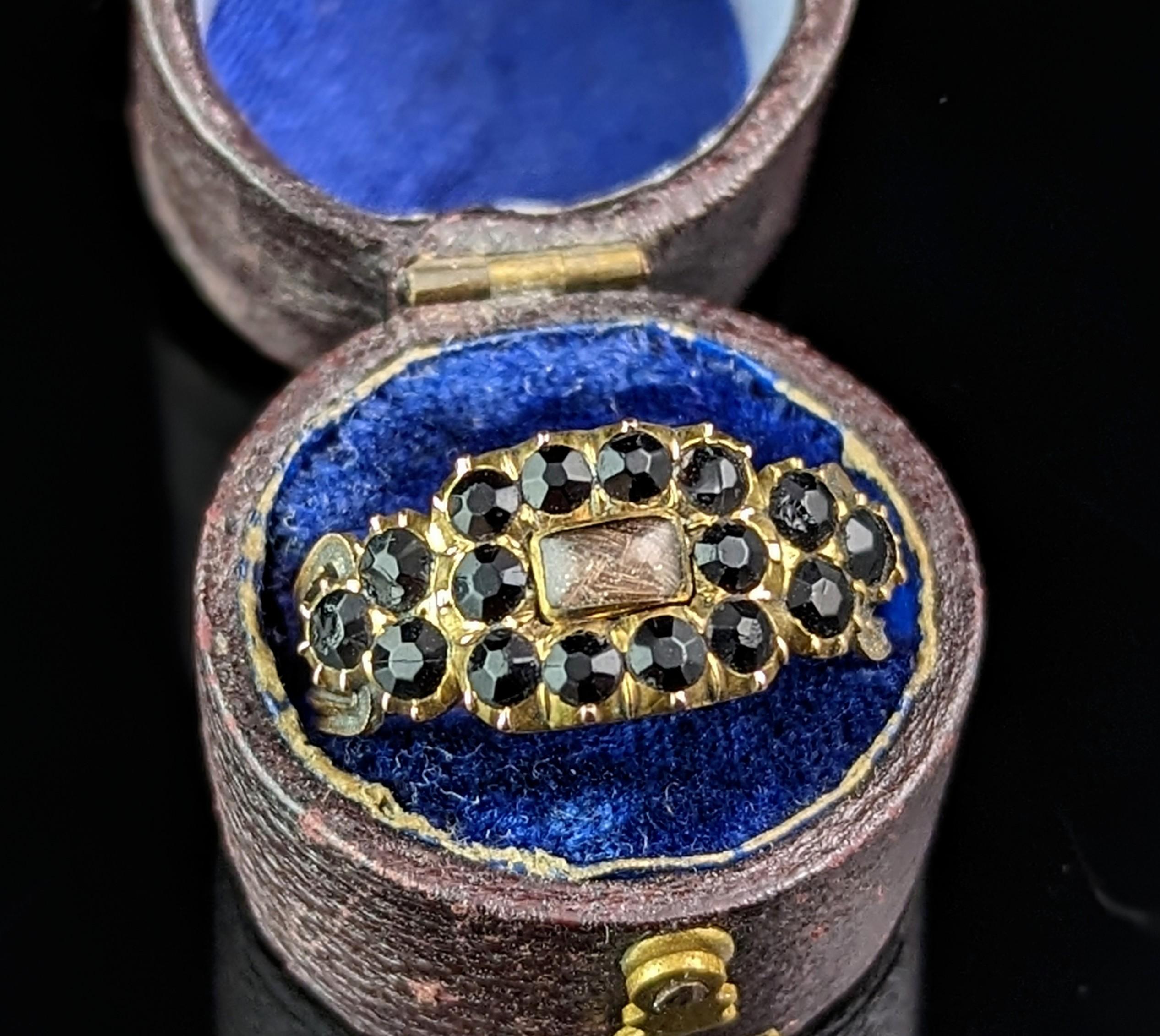 Antique Regency Mourning ring, Vauxhall Glass, 15k gold  2