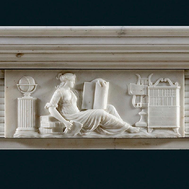 Carved Antique Regency Neoclassical Fireplace Mantel