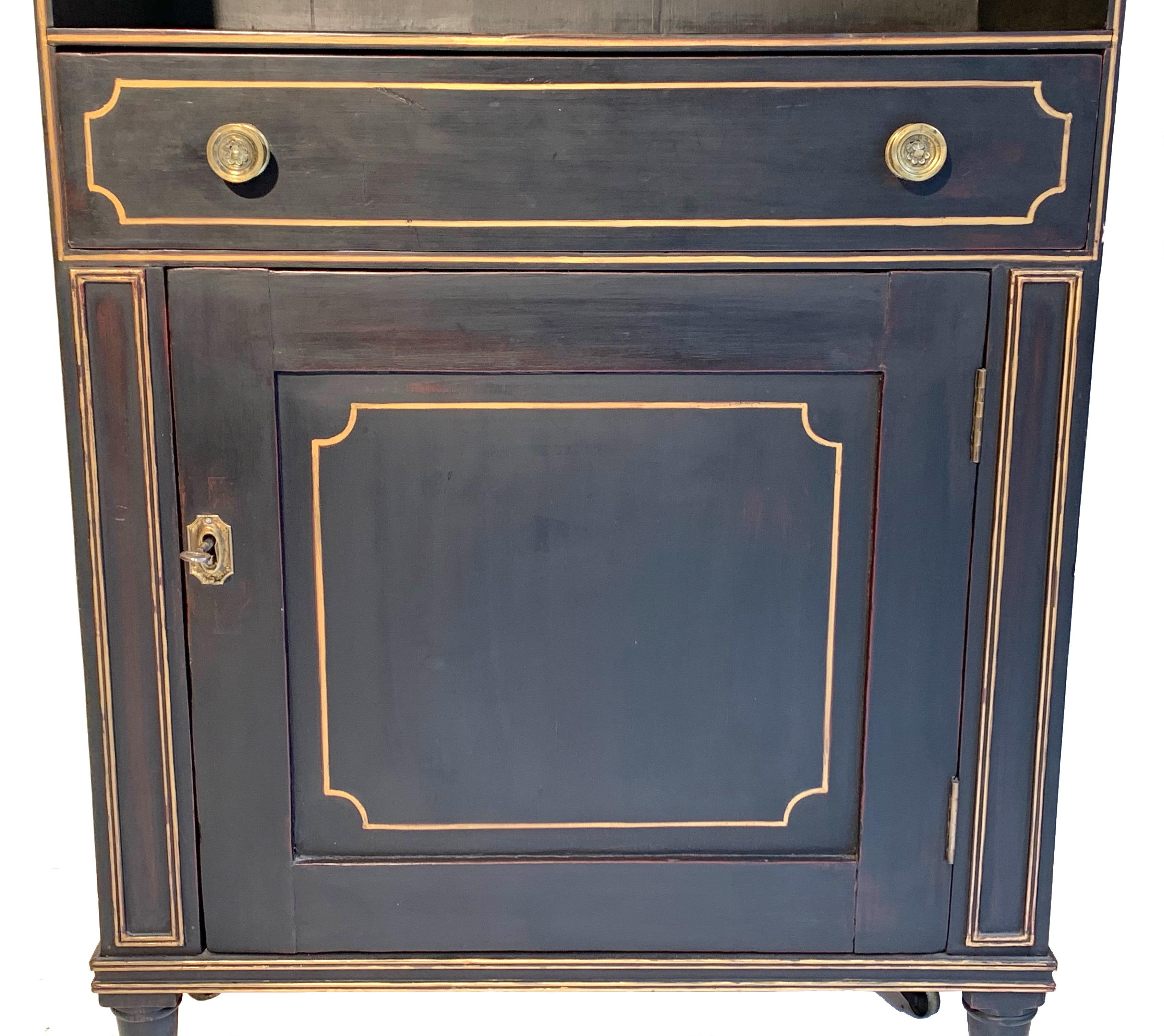 Ebonized Antique Regency Open Bookcase Cabinet Beechwood, England, 1815