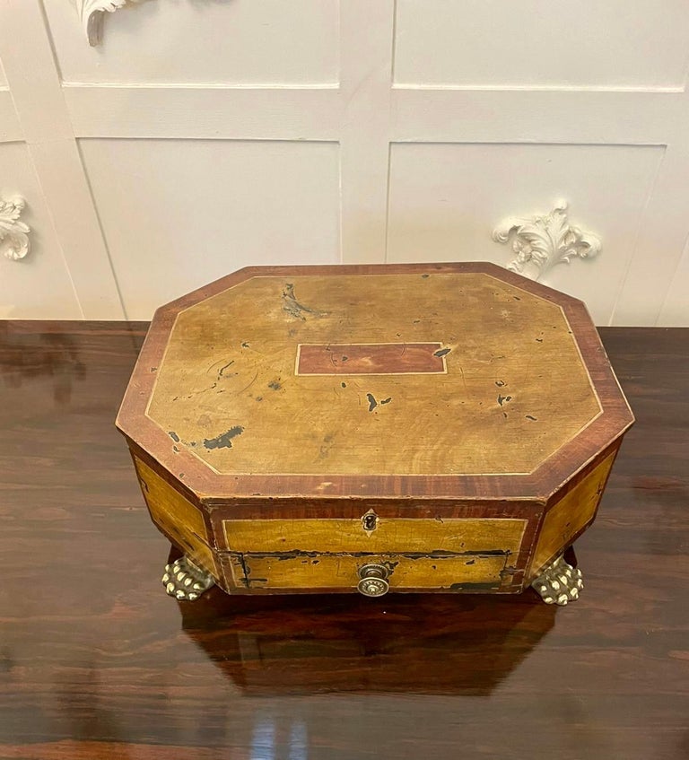 Antique Regency Painted Sewing Box For Sale at 1stDibs
