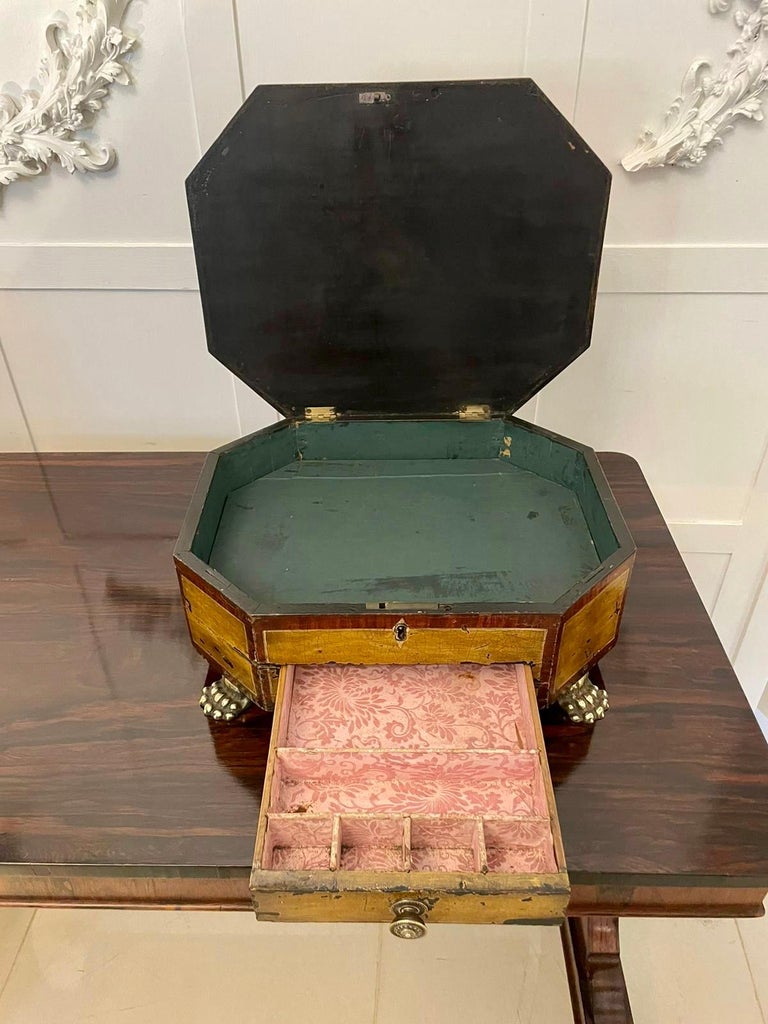 Antique Regency Painted Sewing Box For Sale at 1stDibs