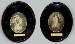 Antikes Regency-Paar: Handkolorierte Punktgravur von Francesco Bartolozzi mit einer Dame