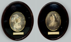 Antikes Regency-Paar: Handkolorierte Punktgravur von Francesco Bartolozzi mit einer Dame