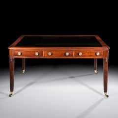 Antique Regency Partners Desk or Library Table, Early 19th Century