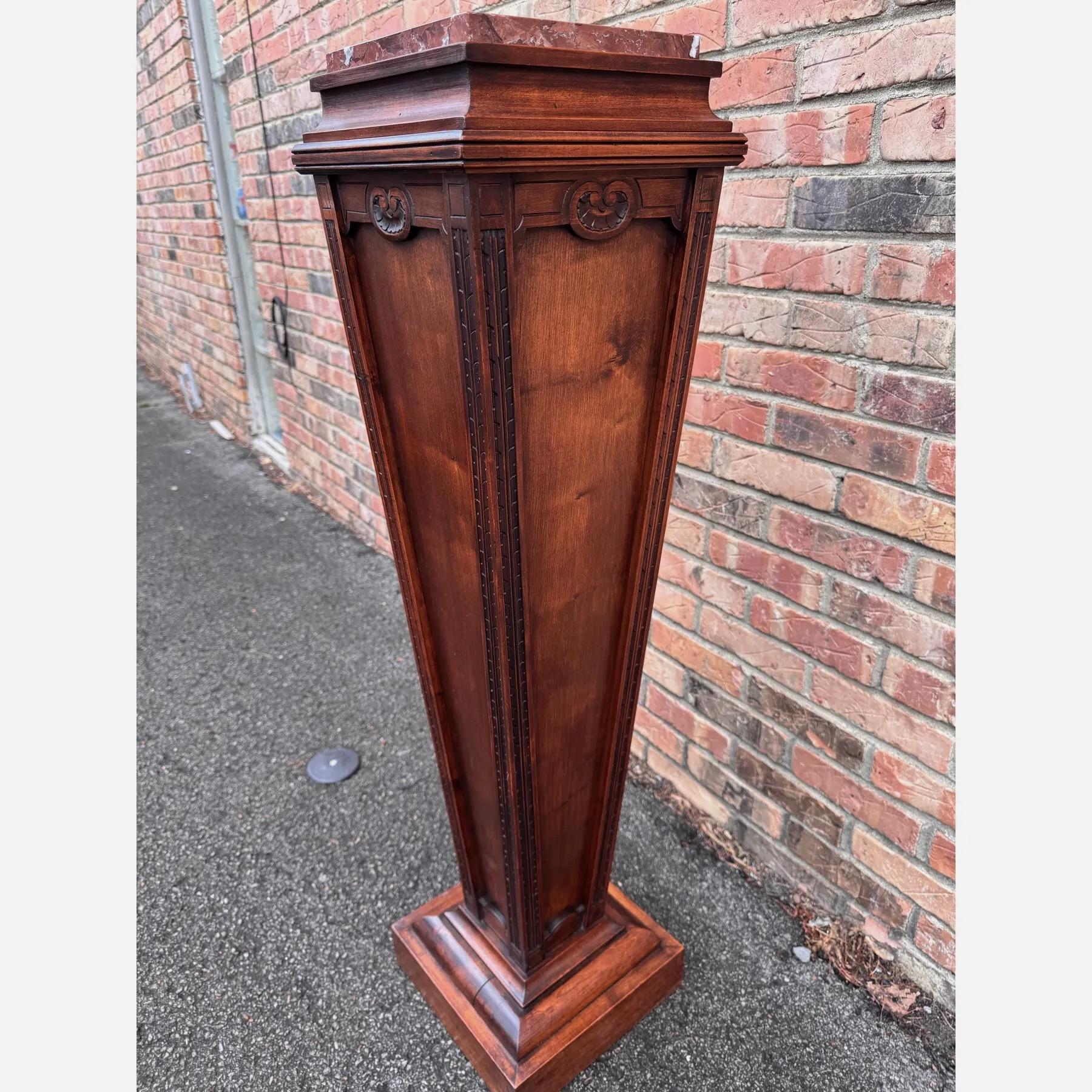 Early 20th Century Antique Regency Pedestal in Wood and Marble For Sale