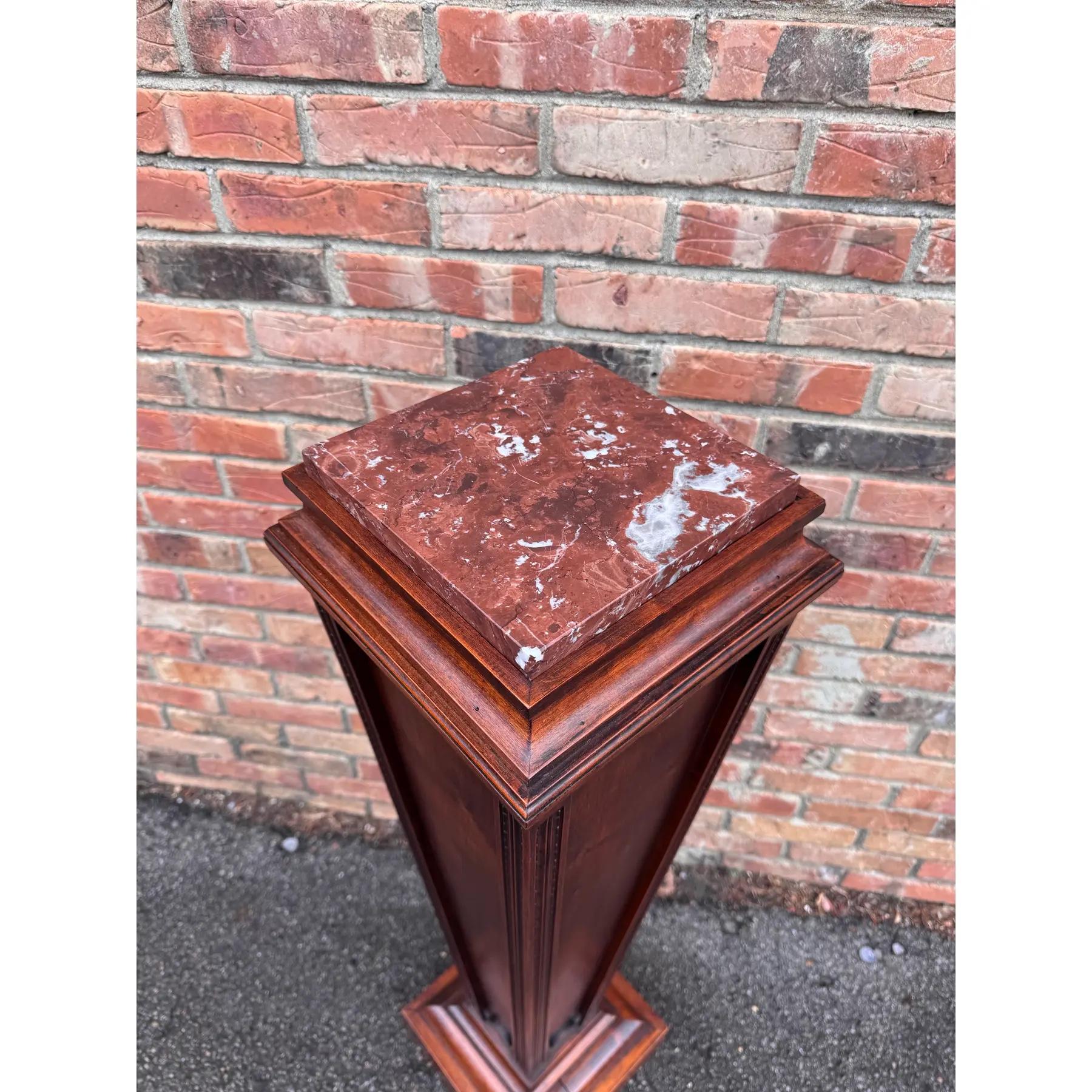 Antique Regency Pedestal in Wood and Marble For Sale 2