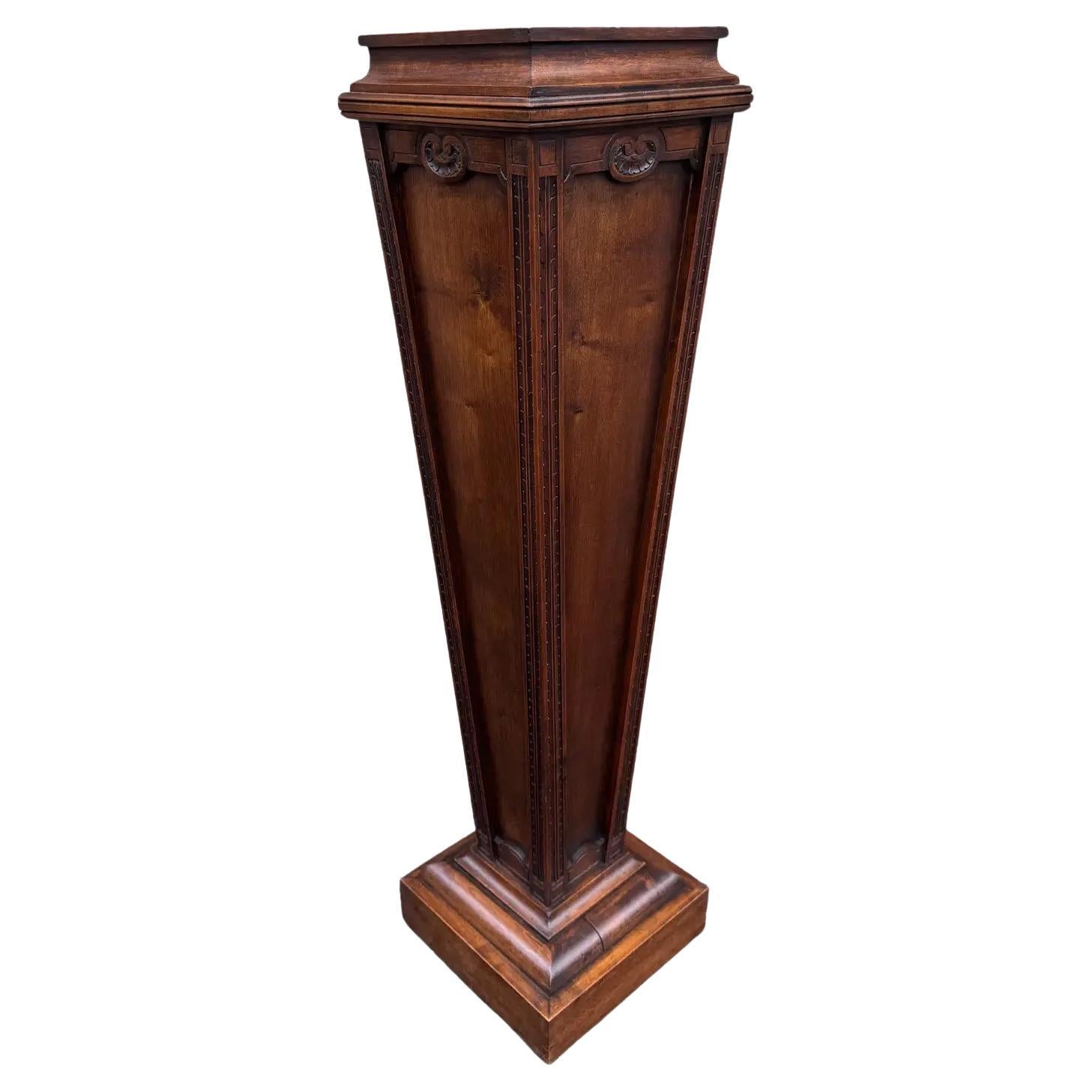 Antique Regency Pedestal in Wood and Marble For Sale