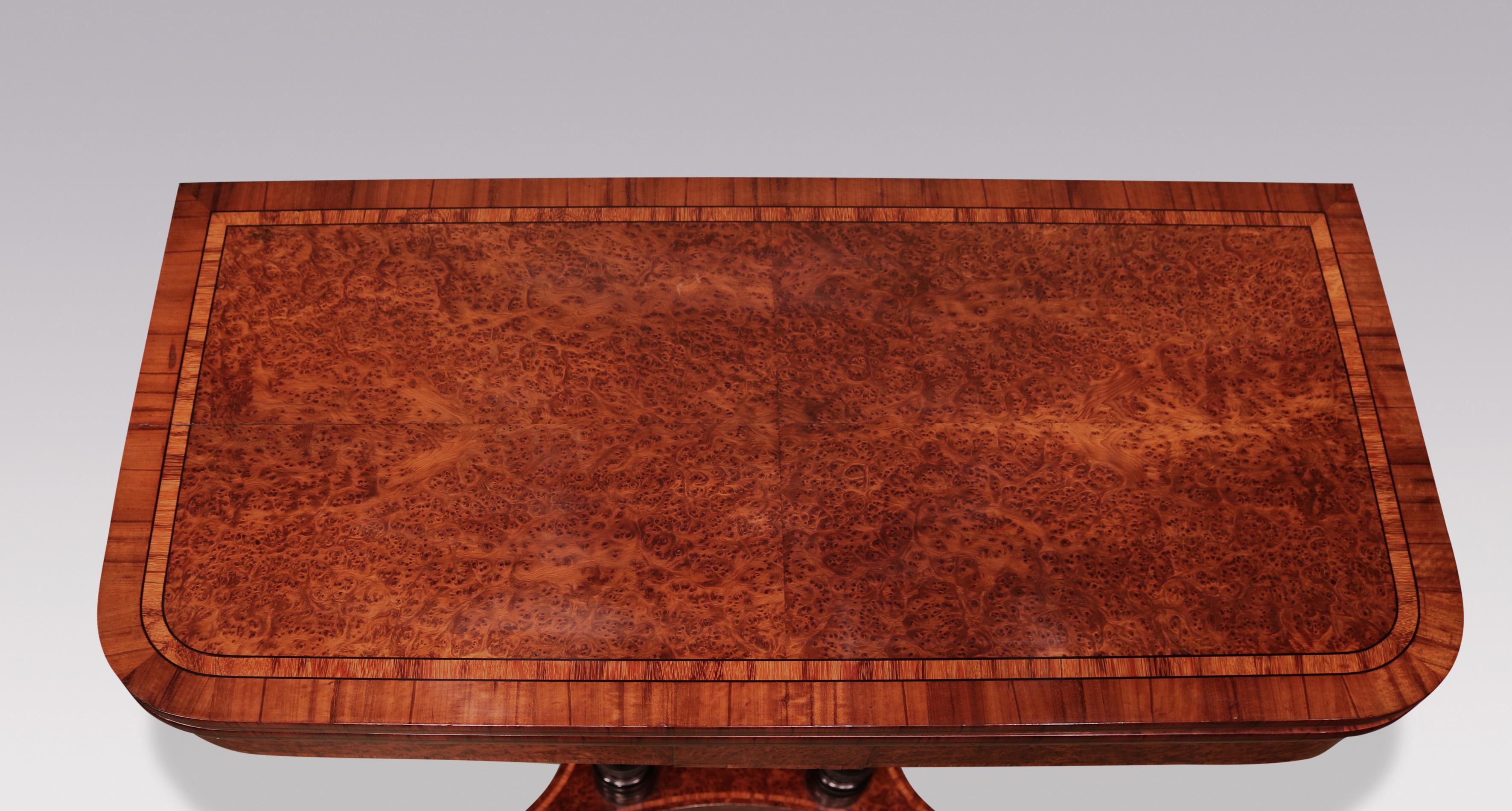 English Antique Regency period burr yew wood card table For Sale
