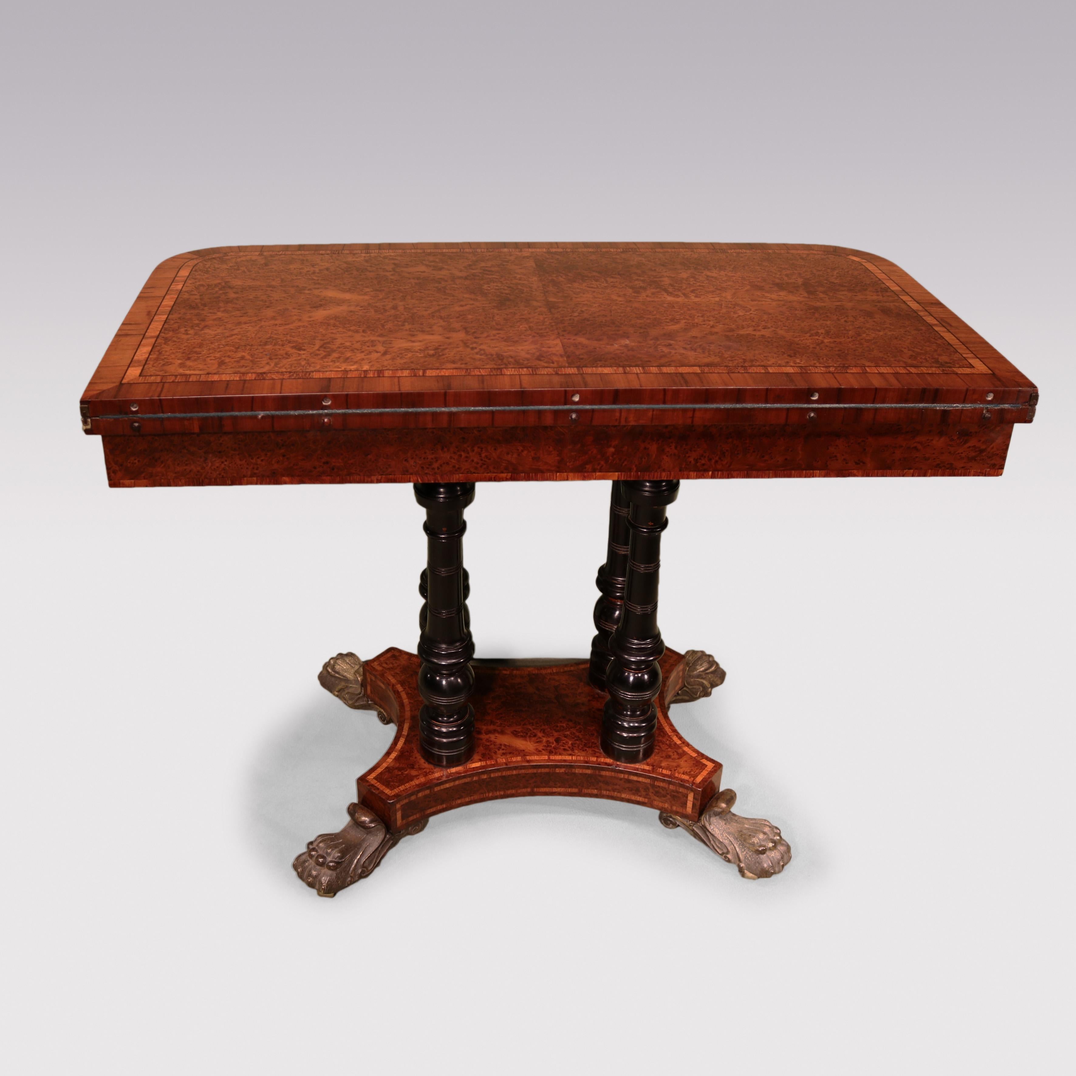 Antique Regency period burr yew wood card table In Good Condition For Sale In London, GB
