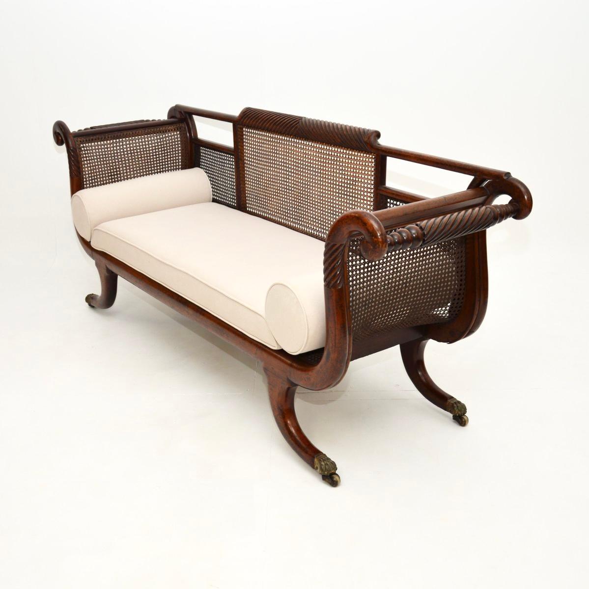 Antique Regency Period Caned Sofa In Good Condition For Sale In London, GB