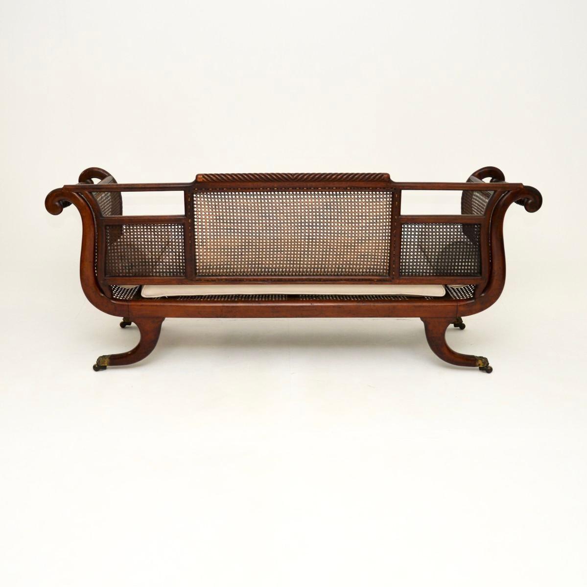 Early 19th Century Antique Regency Period Caned Sofa For Sale
