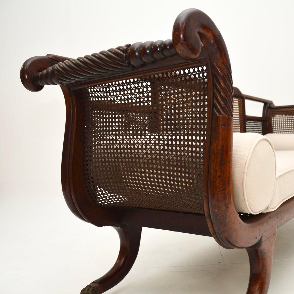 Antique Regency Period Caned Sofa For Sale 1