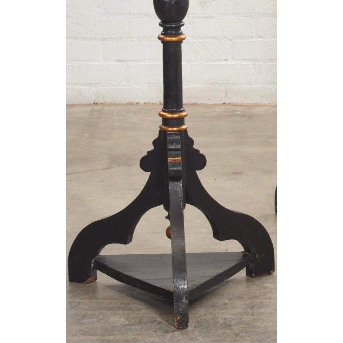 Antique Regency Period Ebony & Giltwood Torchere Floor Candlestick In Good Condition In LOS ANGELES, CA