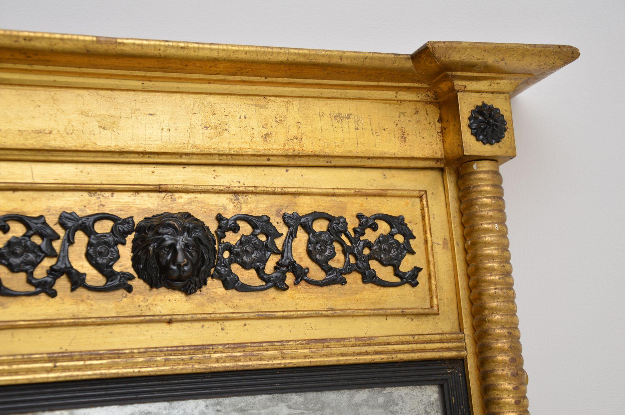 British Antique Regency Period Gilt Wood Mirror