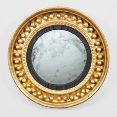 Antique Regency Period Giltwood Convex Mirror