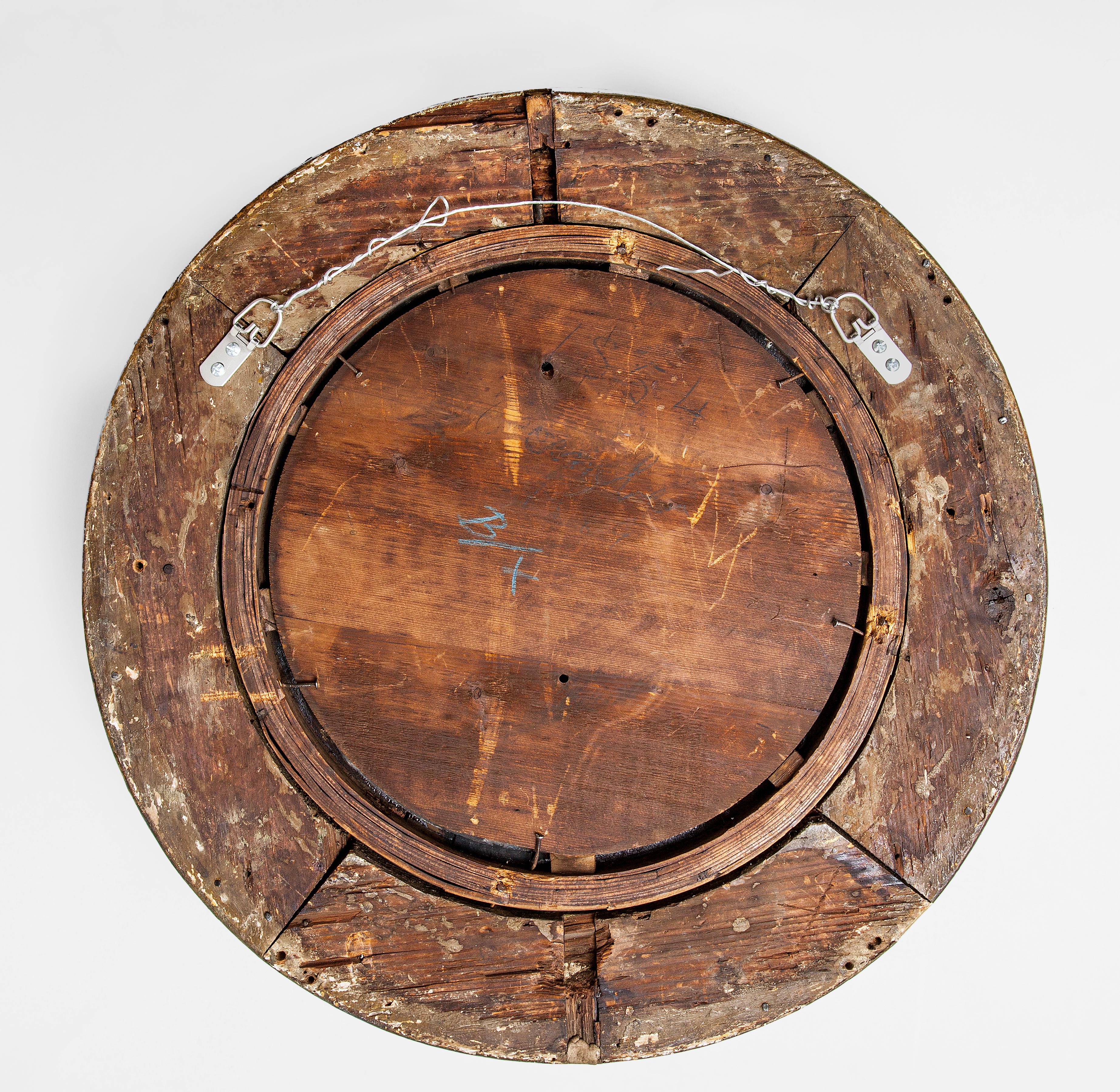 Pine Antique Regency Period Giltwood Convex Mirror For Sale