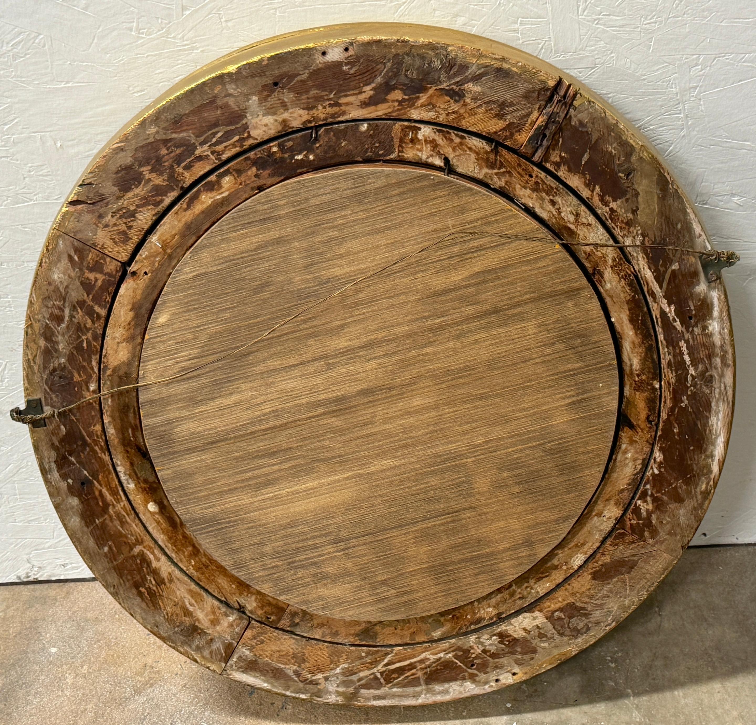 Antique Regency Period Giltwood, Gesso & Ebonized Convex Mirror 6