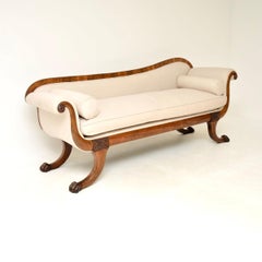 Chaise longue antigua de latón con incrustaciones de la época de la Regencia