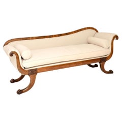 Antike Chaise Longue aus Messing mit Intarsien aus der Regency-Zeit