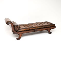 Antike Leder-Chaise-Longue aus der Regency-Zeit