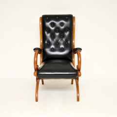 Antique Regency Period Leather Slipper Armchair