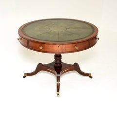 Antique Regency Period Leather Top Drum Table