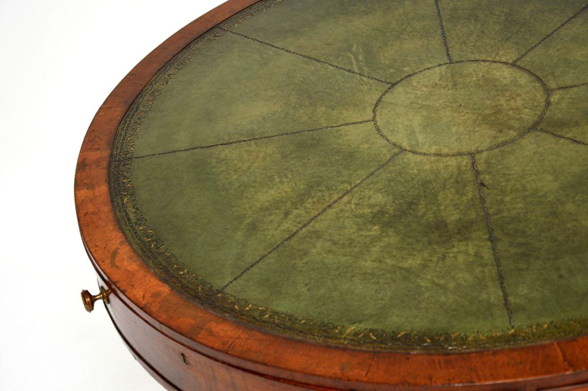Antique Regency Period Leather Top Drum Table For Sale 1