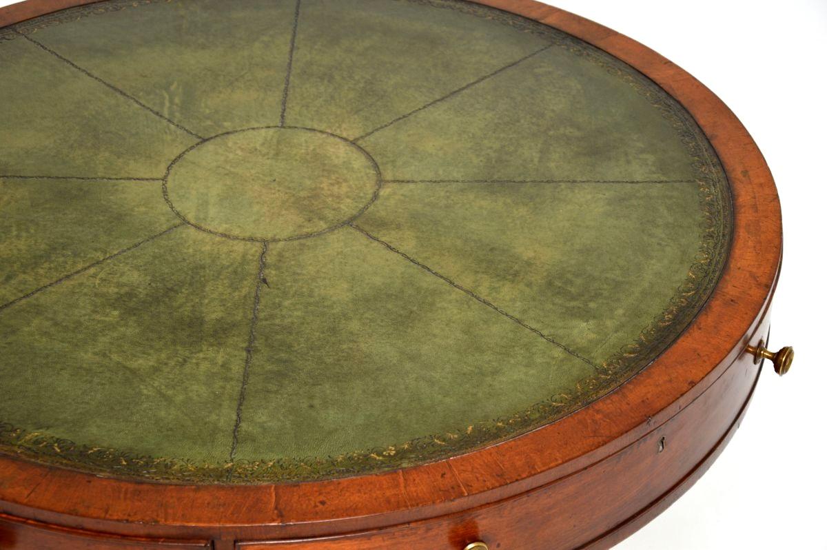 Antique Regency Period Leather Top Drum Table For Sale 2
