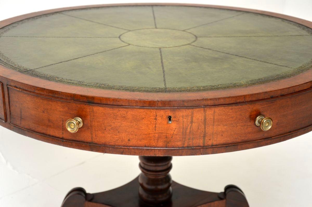 Antique Regency Period Leather Top Drum Table For Sale 3