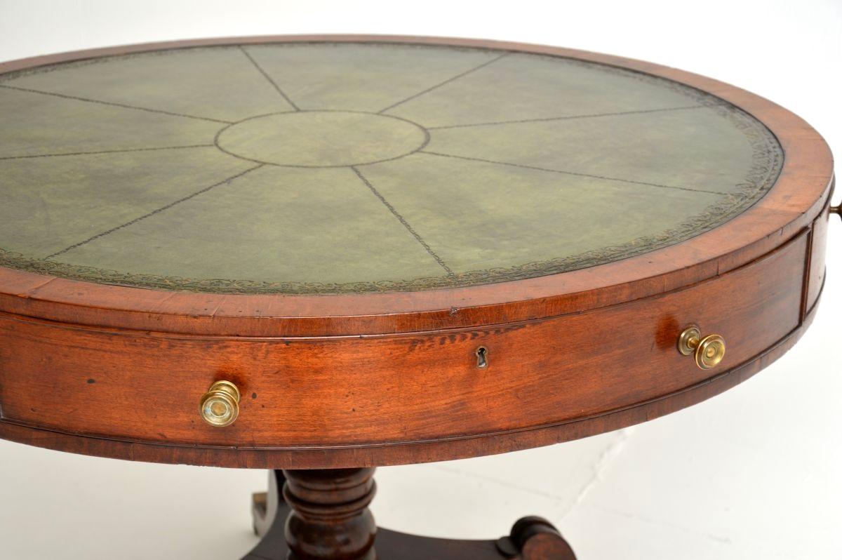 Antique Regency Period Leather Top Drum Table For Sale 4