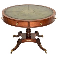 Antique Regency Period Leather Top Drum Table