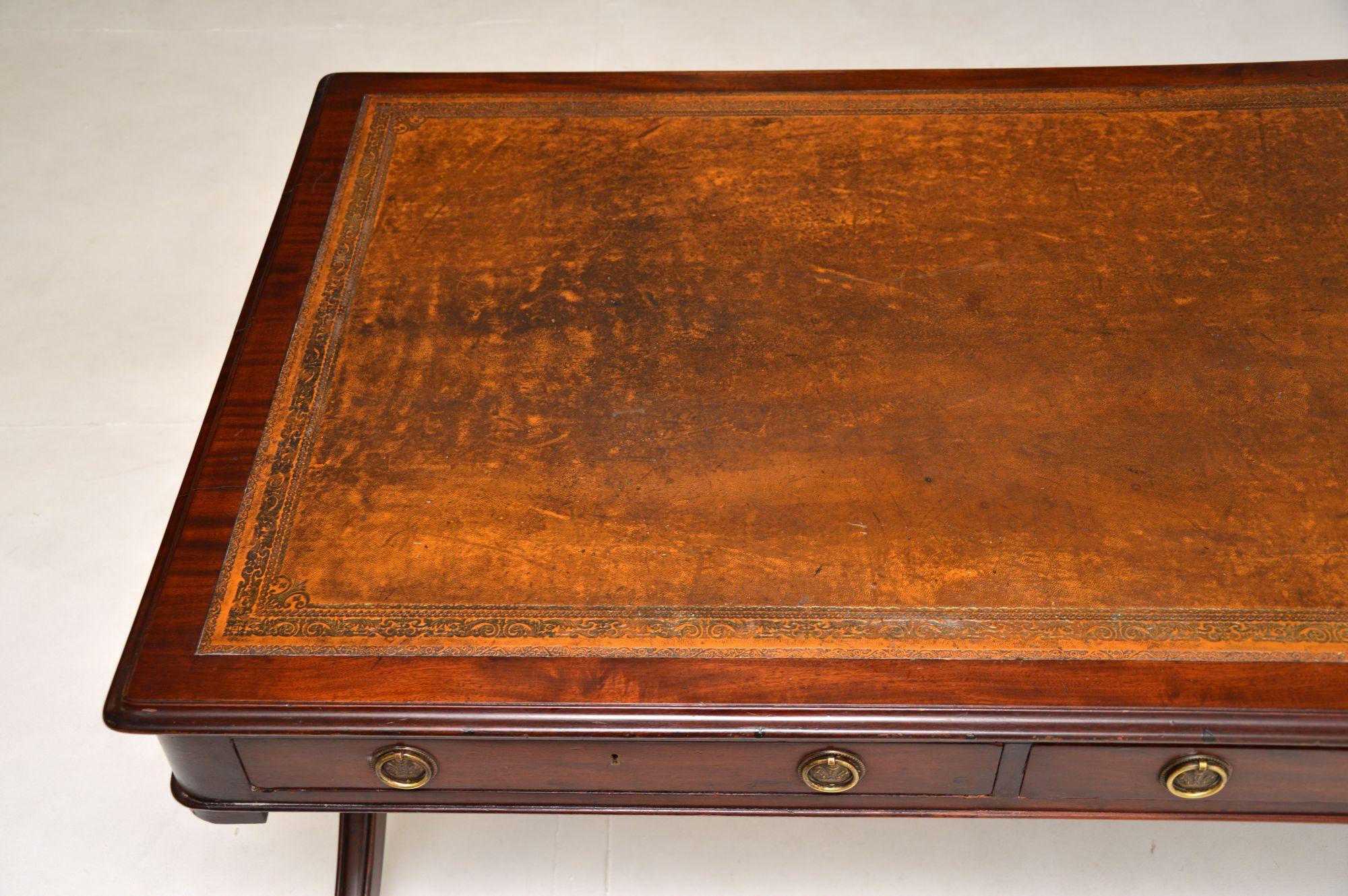 Antique Regency Period Leather Top Partners Desk 1