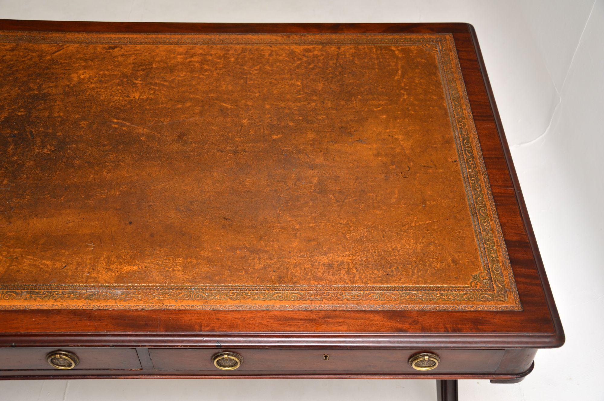 Antique Regency Period Leather Top Partners Desk 2