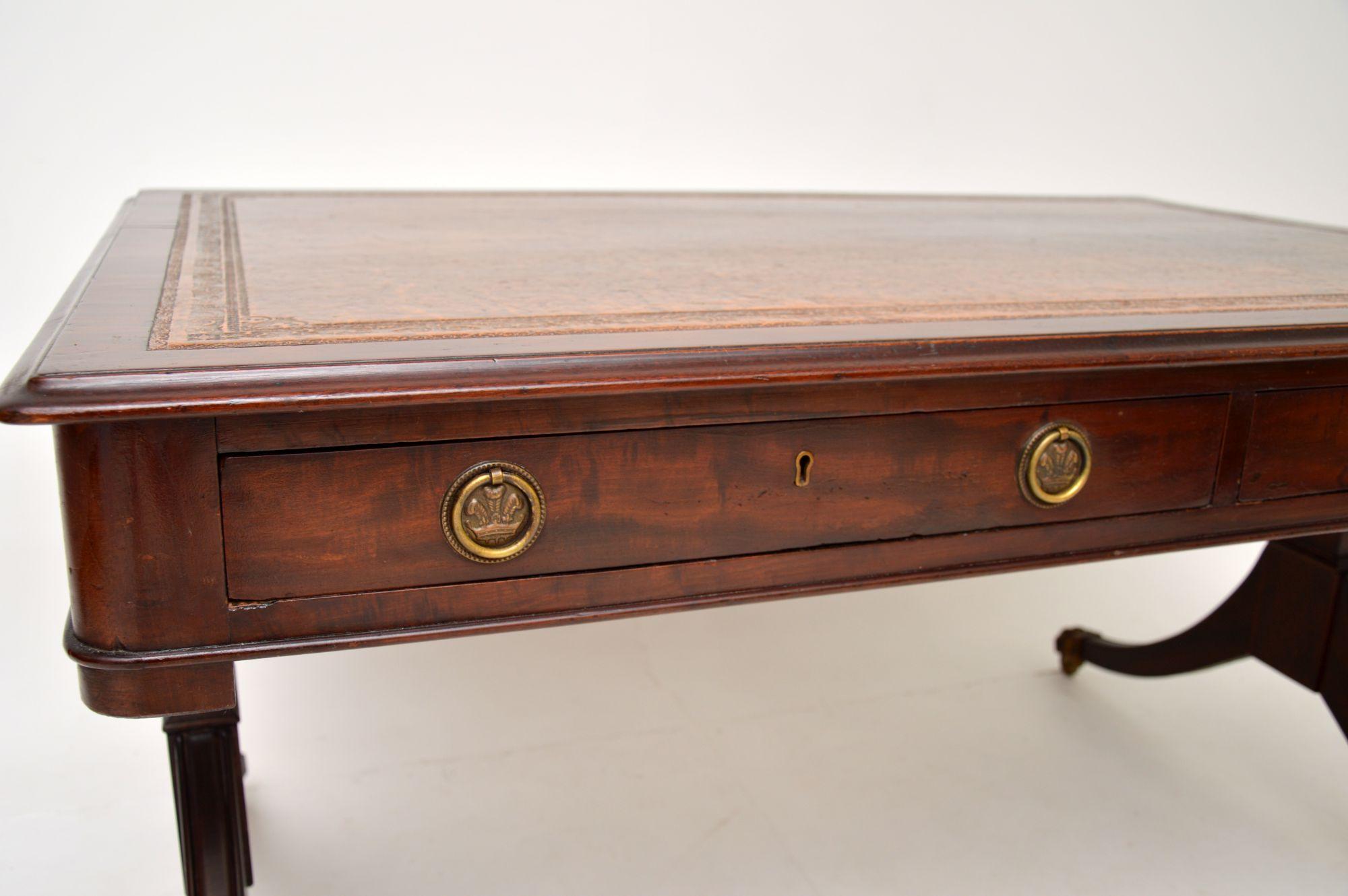 Antique Regency Period Leather Top Partners Desk 3