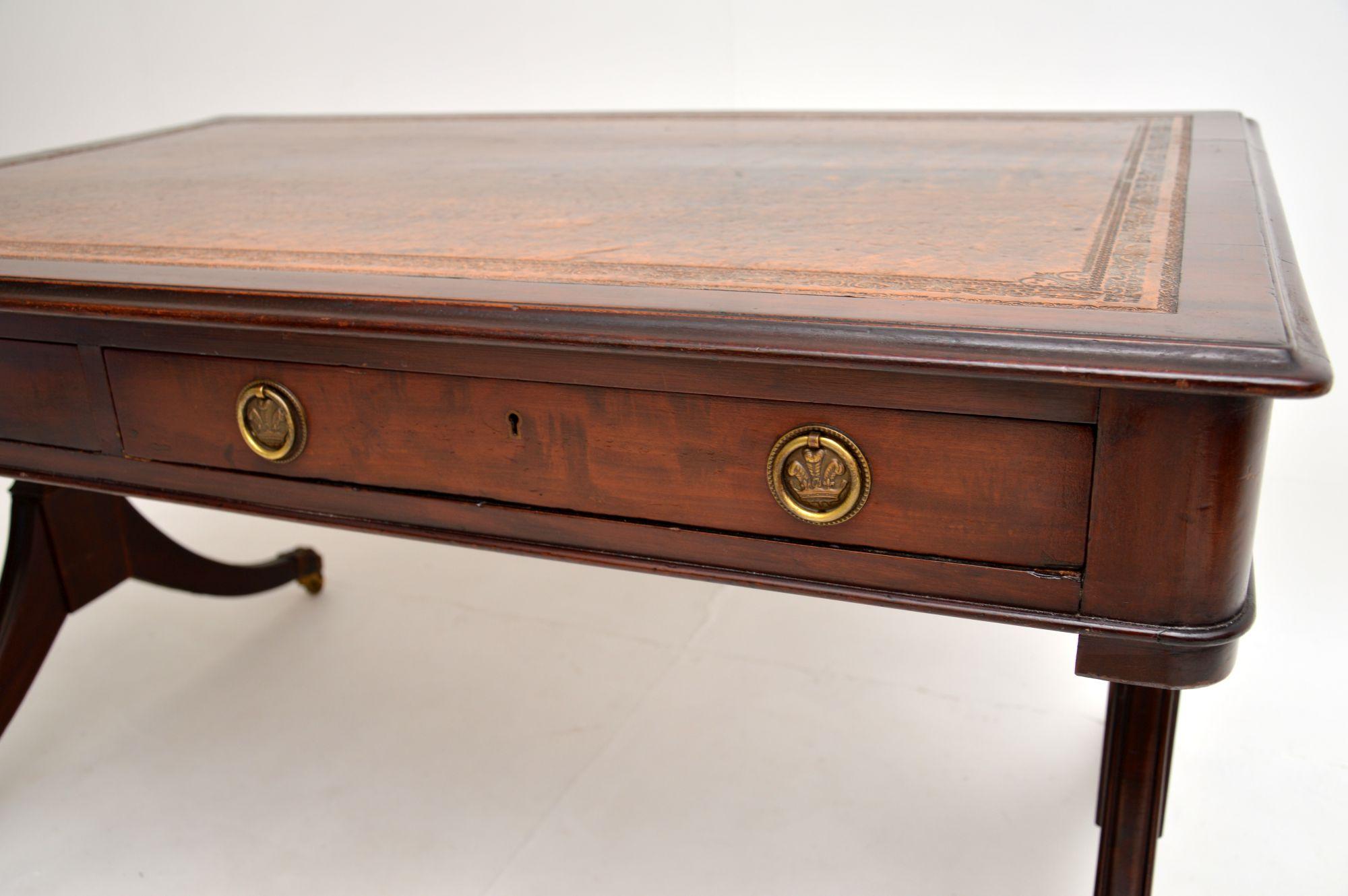 Antique Regency Period Leather Top Partners Desk 4