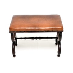 Antique Regency Period Leather Top Stool
