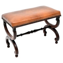 Antique Regency Period Leather Top Stool