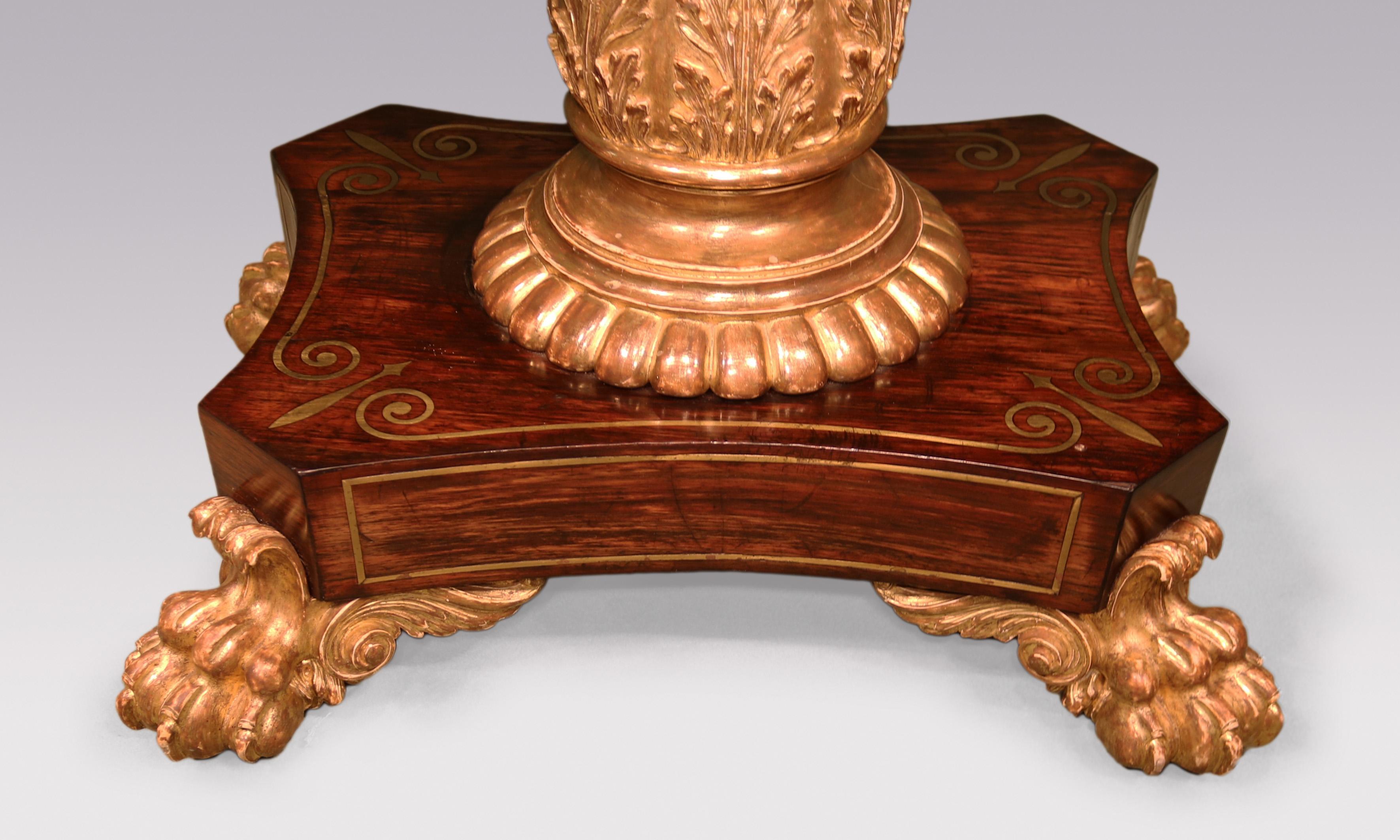 Antique Regency period rosewood and brass card table For Sale 1